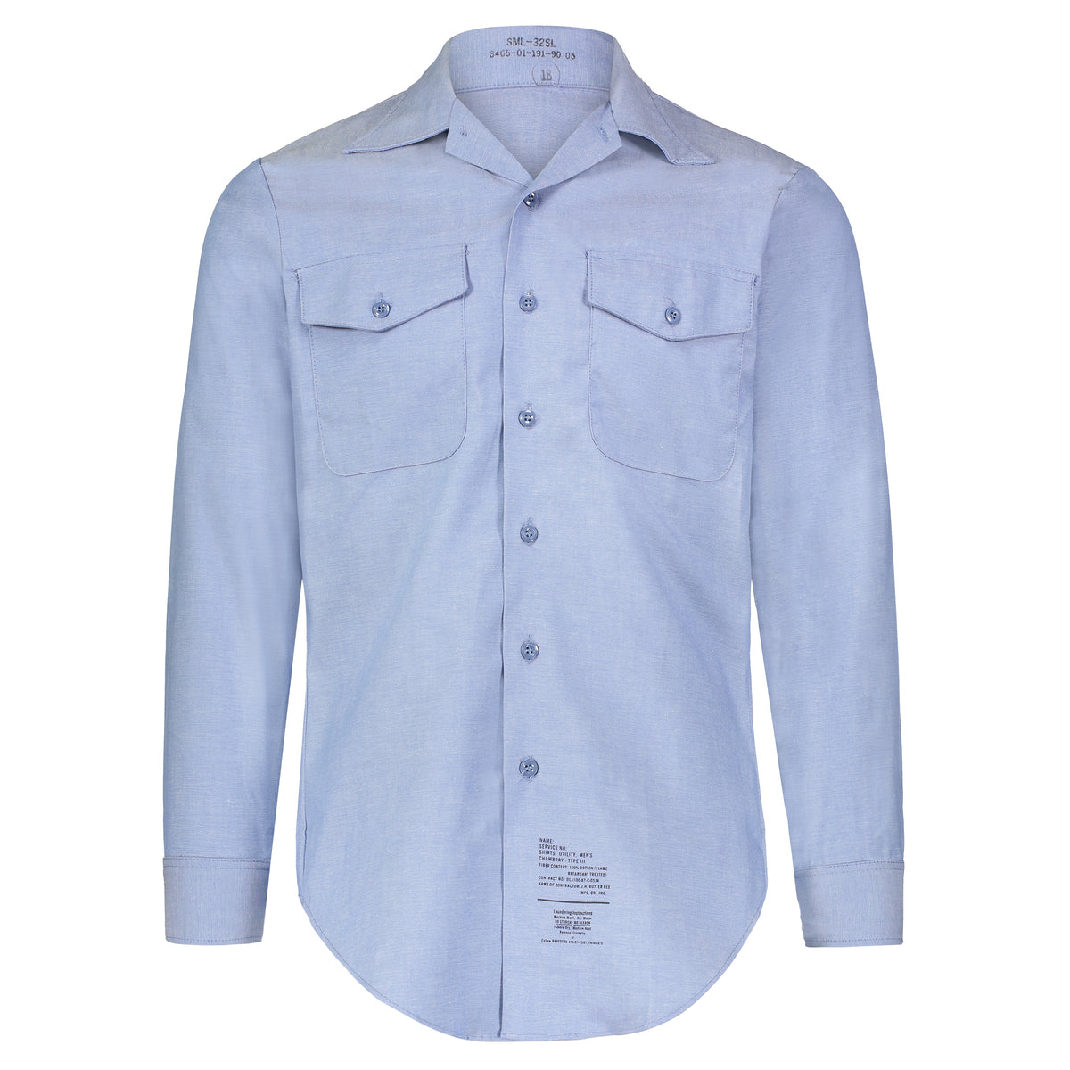 Long Sleeve FR Chambray Shirt, Size Small