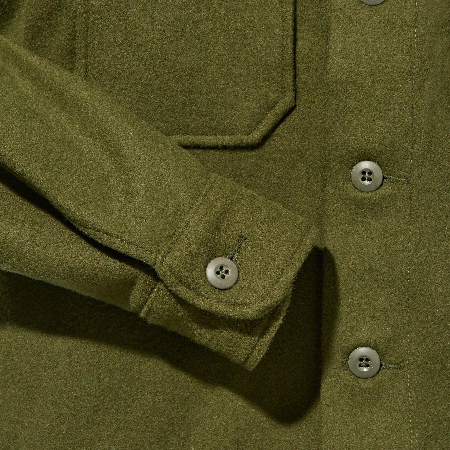 Vtg 1950s Korean War Era US hotsell Military Issue Green Wool Mackinaw Field Shirt M