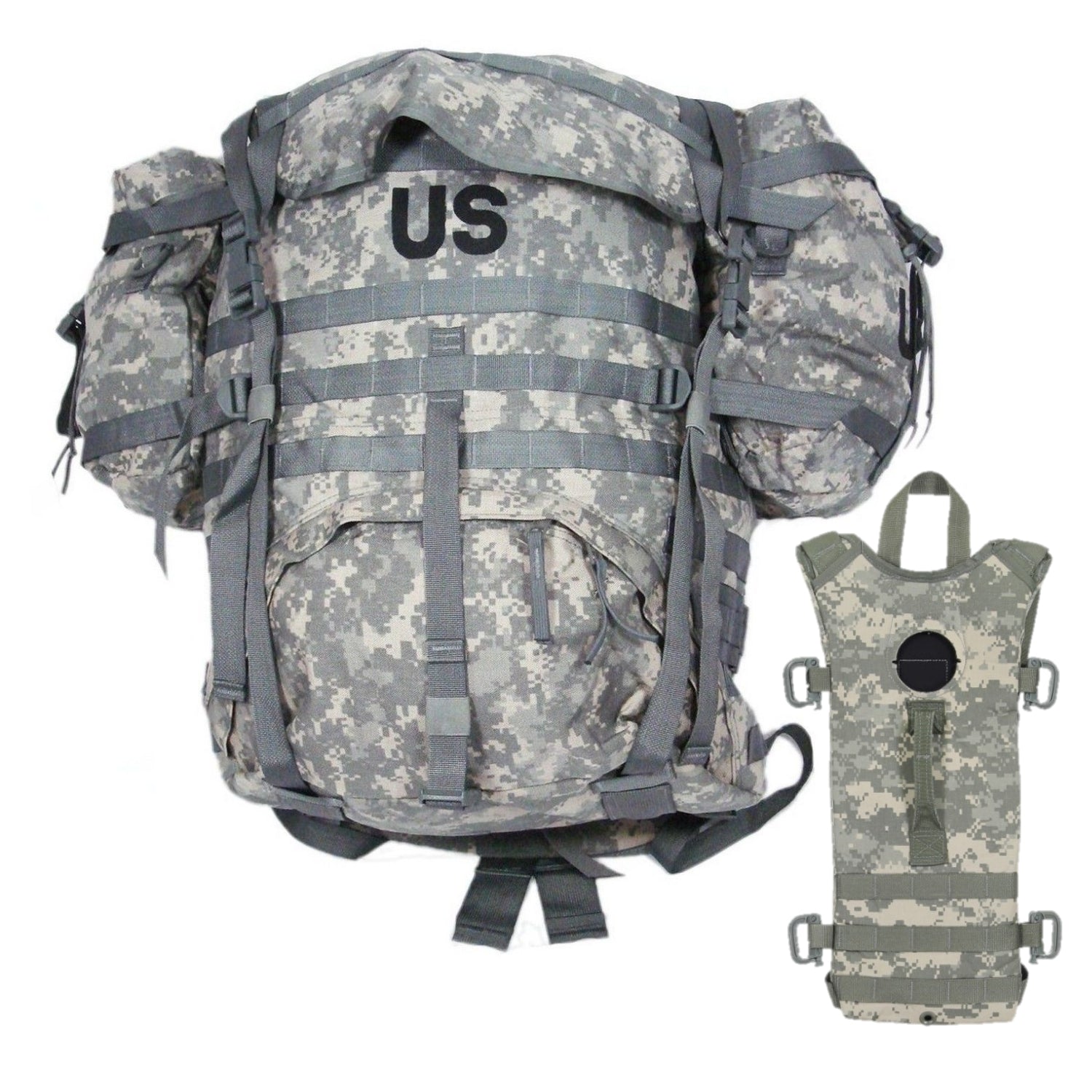 US GI Military ACU Molle II Large RuckSack with Frame Kidney Pads and 2 Pouches McGuire Army Navy